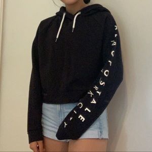 Aeropostale cropped black hoodie with logo